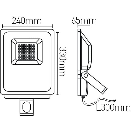FS Isonoe - EcoWatts - Projecteur LED IP 65 235x64x285 50W 3000K 4000lm 120° noir