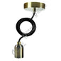 Suspension Douille Lisse E27 + Pavillon Métal Bronze +Câble Textile Noir L2M