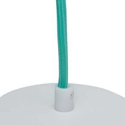 SUSPENSION E27 BÉTON BLANC + CÂBLE 2 MÈTRES TEXTILE JADE + PAVILLON