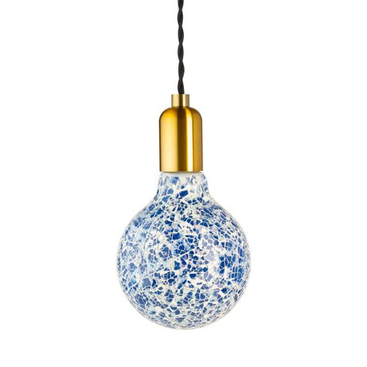 AMPOULE MOZAIC BLEUE G125-FILAMENT LED-4W-E27-10000K-DIM G