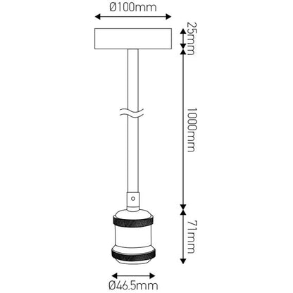 FS EcoWatts - Suspension E27 métal câb. text. L.100cm or