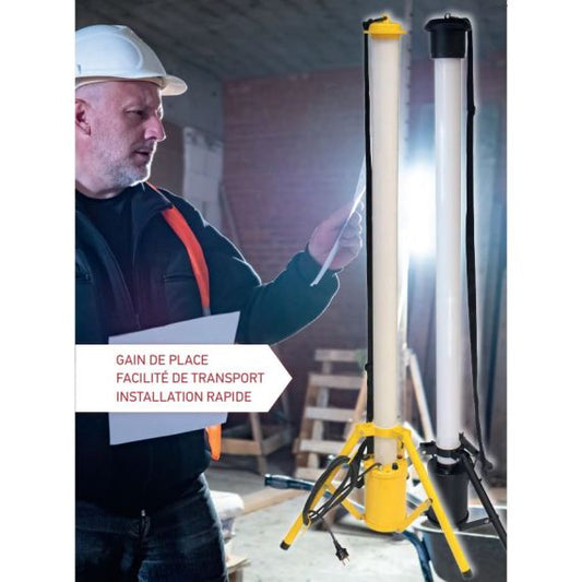 Eclairage chantier led jaune batterie ou secteur Lassen 55W IP65 6100lm 6000K